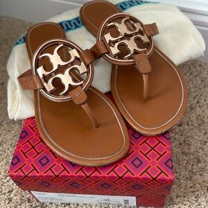 Tory Burch Sandals Tan/Rose Gold Comes with Box and dust bag